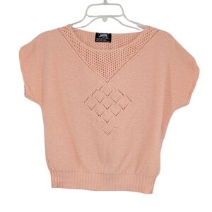 Vintage Cotton Made In USA Jolie  Coral Knit Top Small Spring Summer
